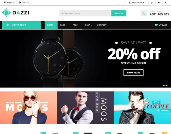Vina Dazzi - VirtueMart Template for Watches Store