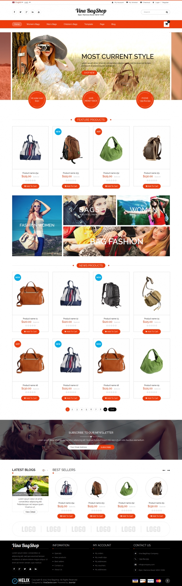 Vina BagShop - Responsive Handbags Store Joomla Template