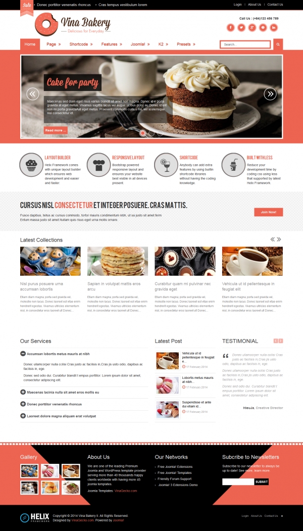 Vina Bakery II - Flexibility and Responsive Joomla Template